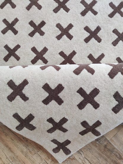 Nordic Swiss Cross Pattern High-Quality Handcrafted Minimalist Floor Decor
