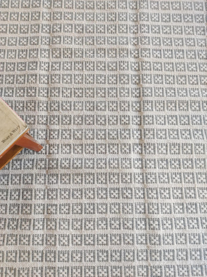 Beige Gray Modern Wool Carpet Scandinavian Handmade Floor Rug