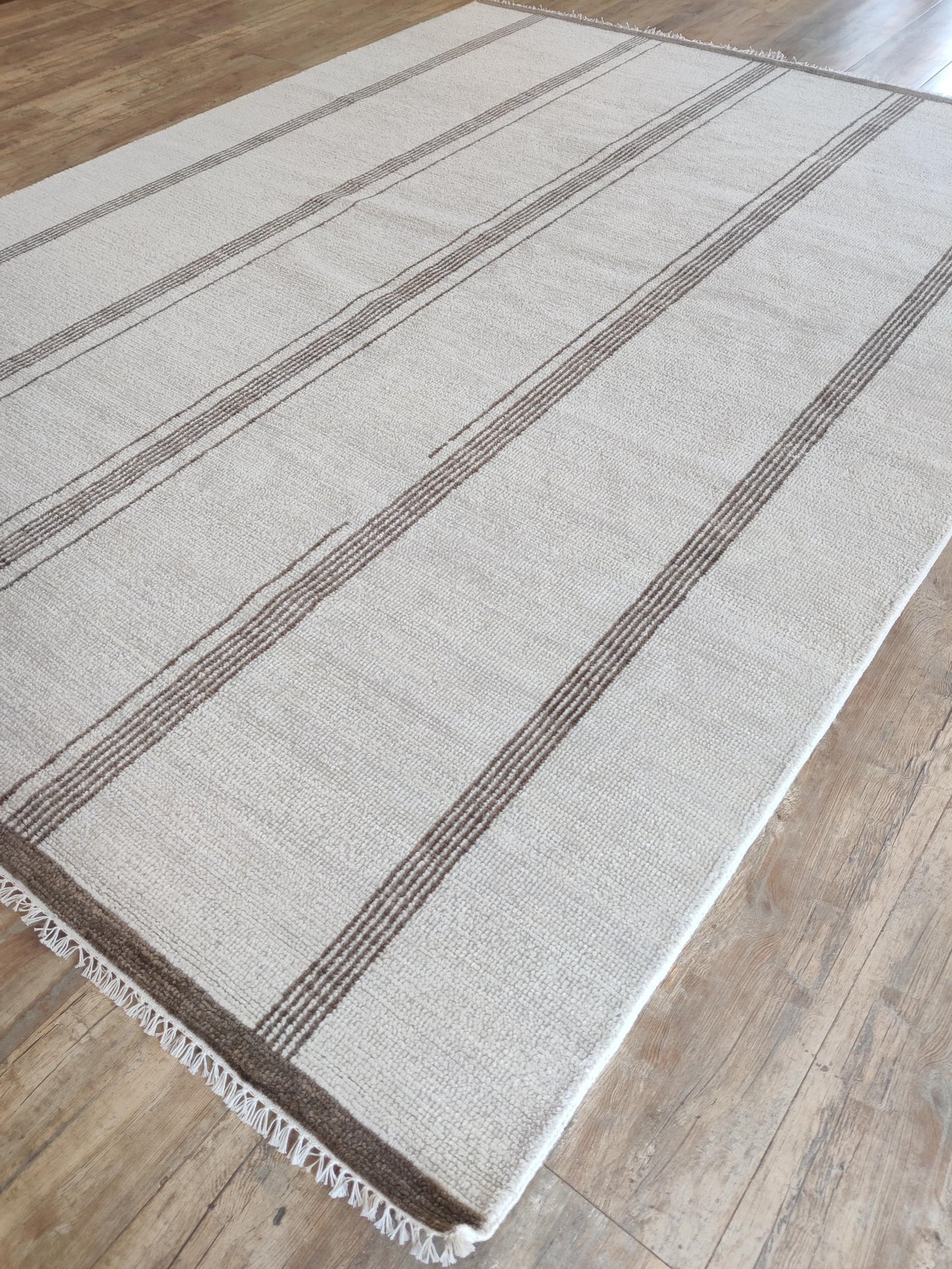 Nordic Path Vertical Striped Hand-Knotted Wool Rug