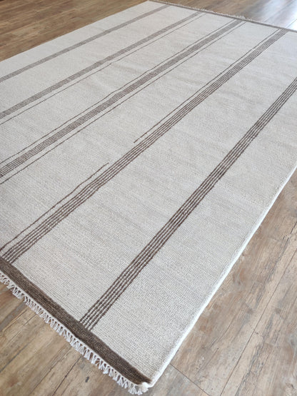 Nordic Path Vertical Striped Hand-Knotted Wool Rug