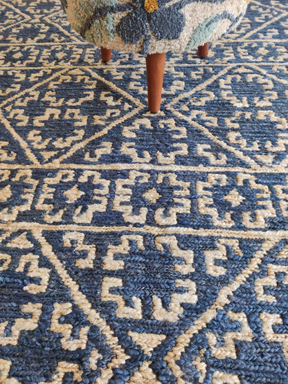 Cobalt Canyon Diamond Bespoke Mediterranean Soumak rug