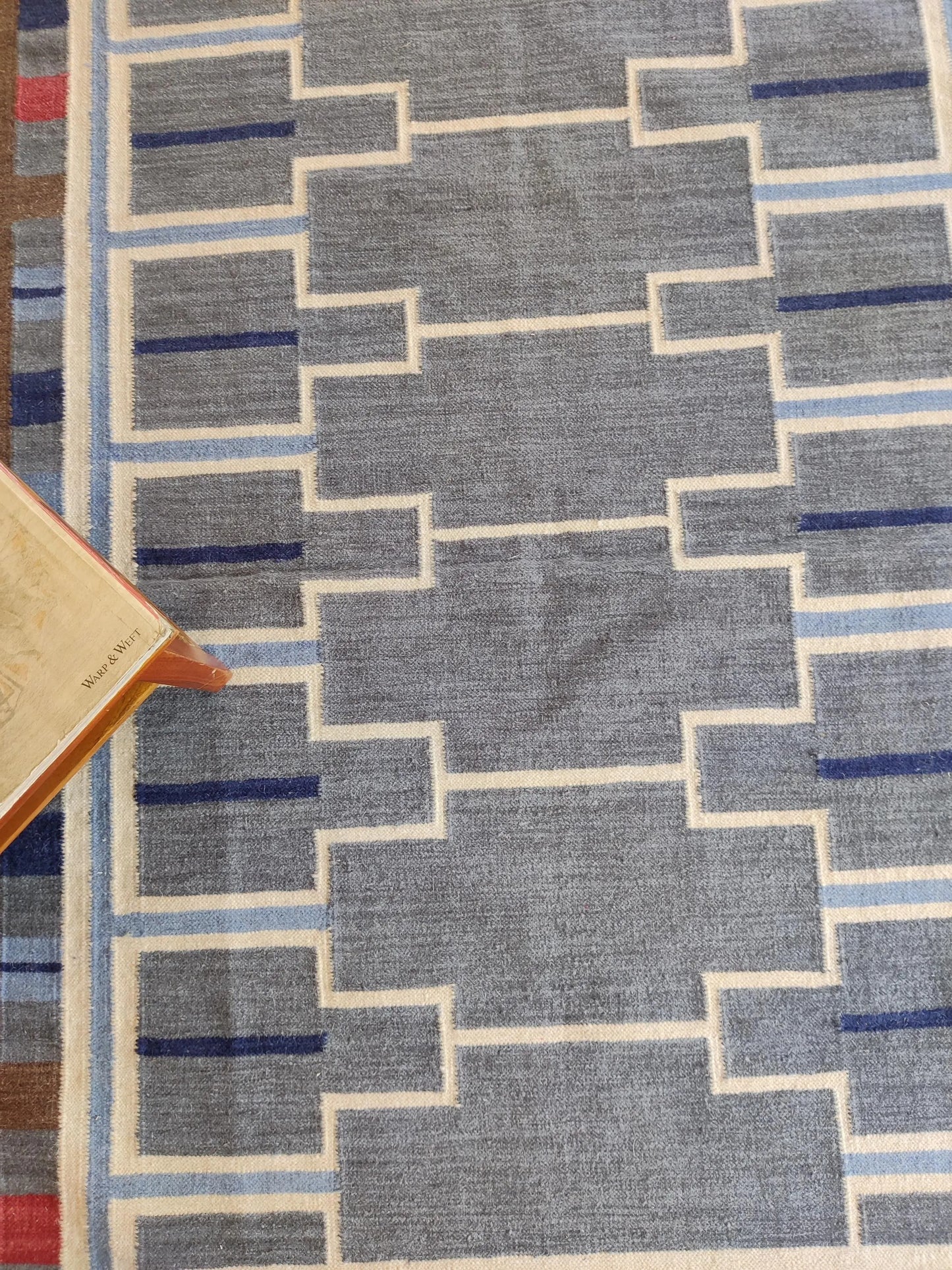 Geometric Vintage Scandinavian Swedish Kilim Rug