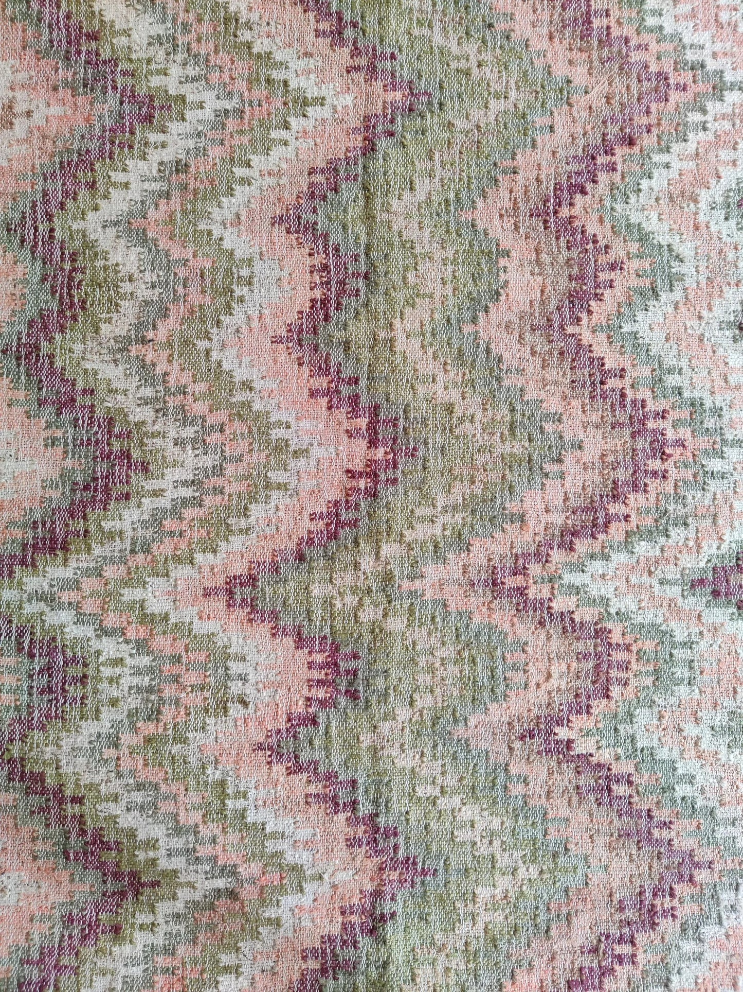 Handwoven Cotton Jute Rug, Zigzag Flatweave Carpet,
