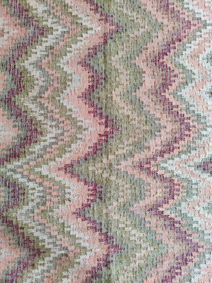 Handwoven Cotton Jute Rug, Zigzag Flatweave Carpet,
