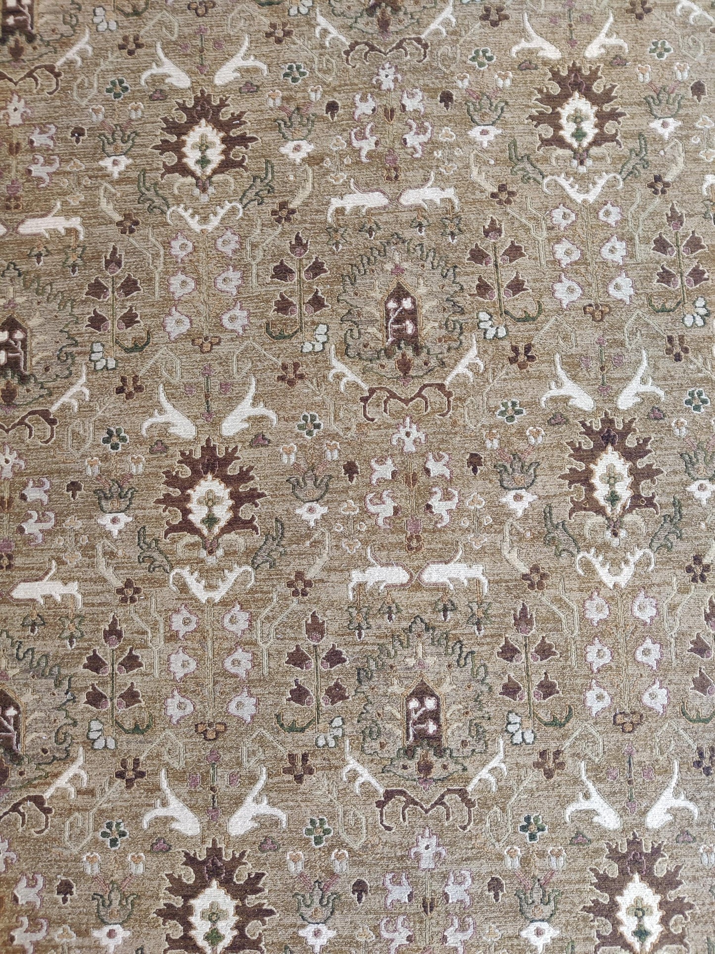 Mughal Garden Moss Olive Green Soumak Rug