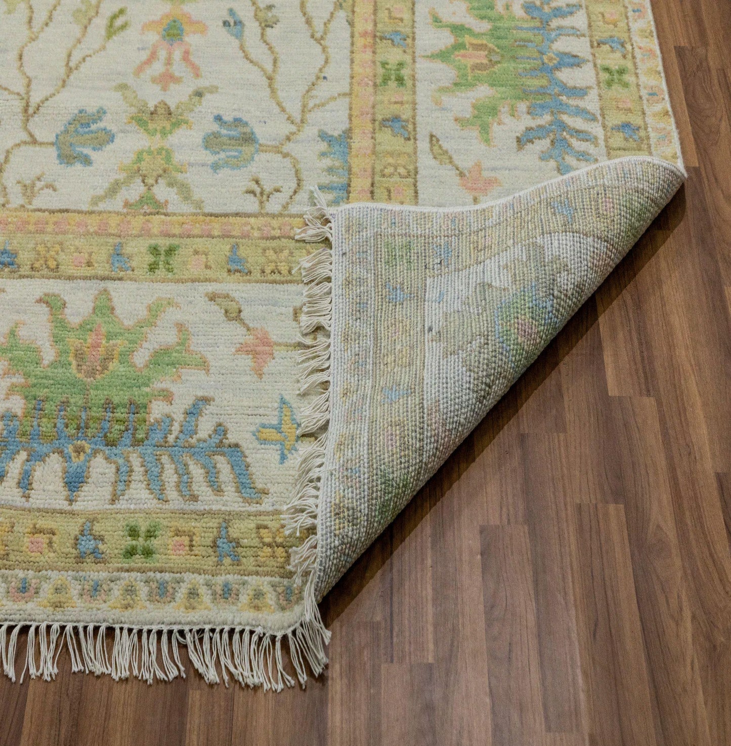 Alabaster Meadow Vintage-Inspired Airy Floral Hand-Knotted Rug