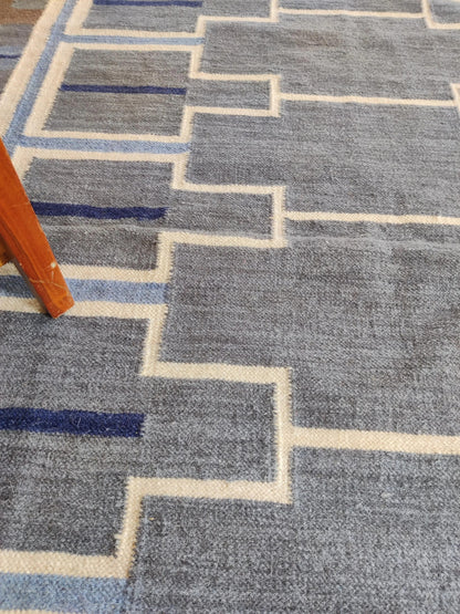 Geometric Vintage Scandinavian Swedish Kilim Rug