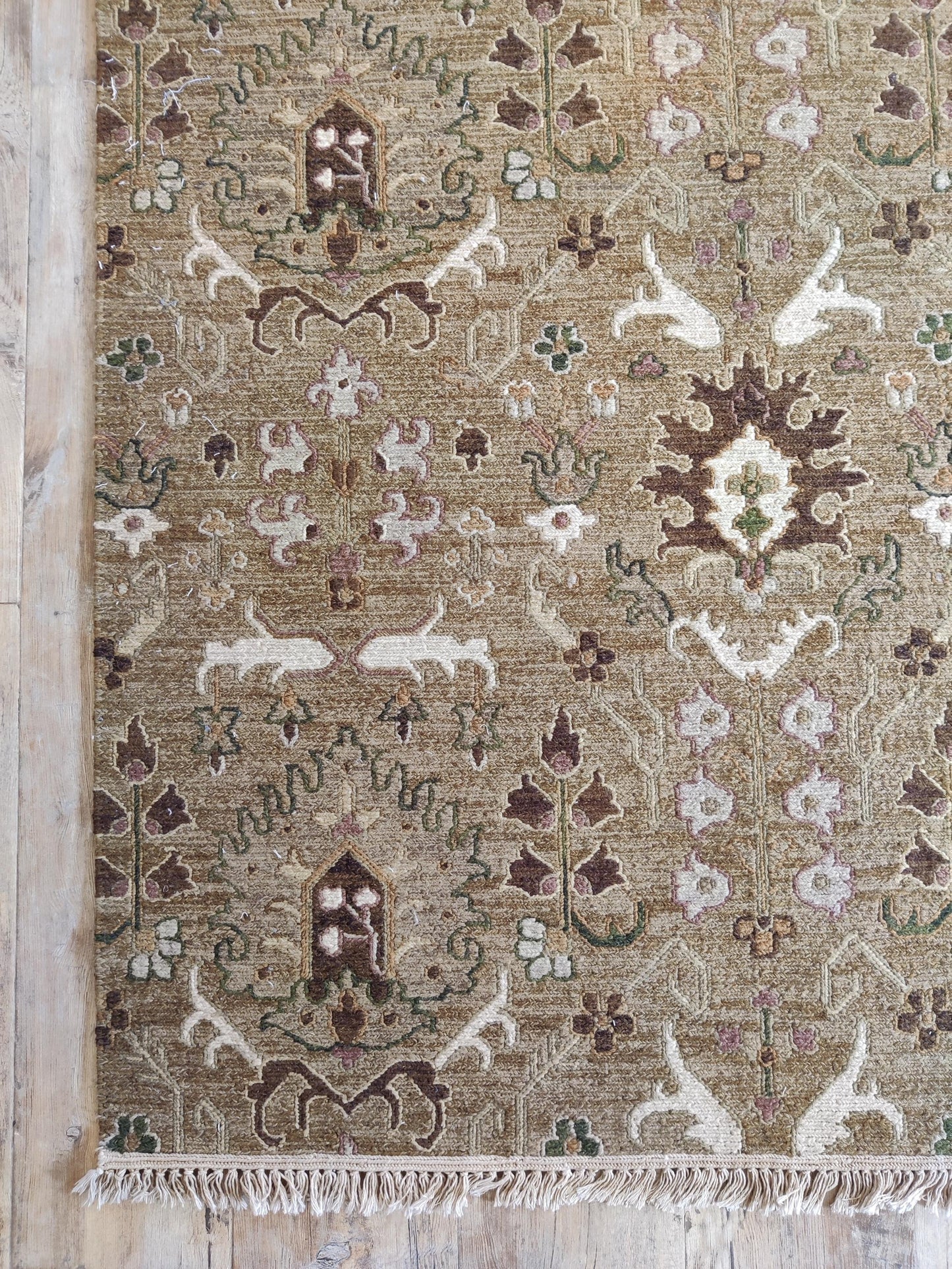Mughal Garden Moss Olive Green Soumak Rug