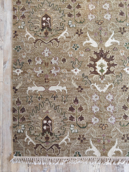 Mughal Garden Moss Olive Green Soumak Rug