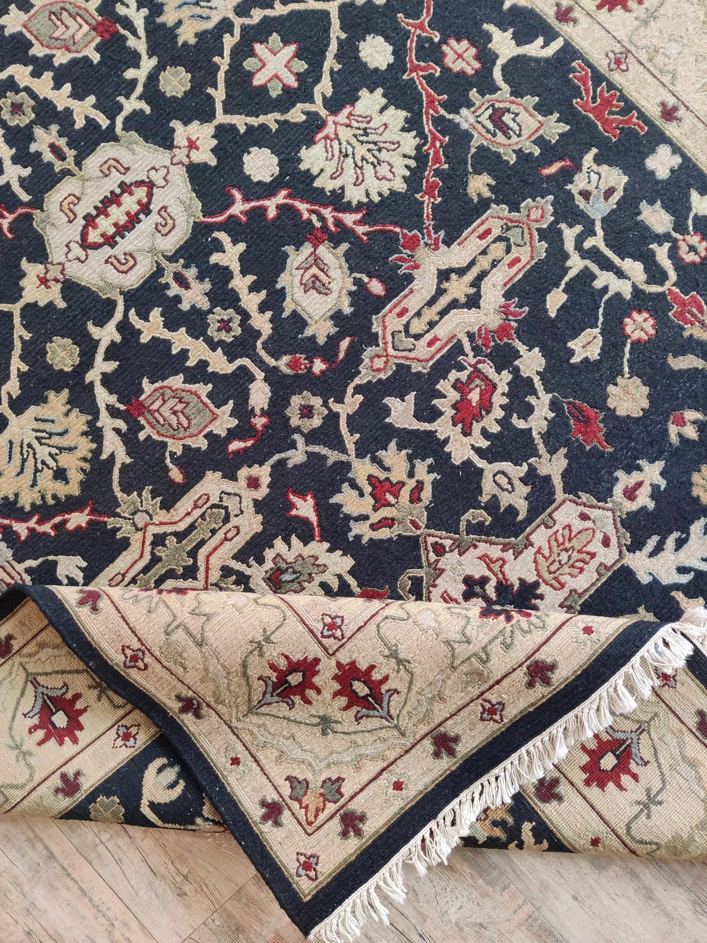 Bespoke Traditional Soumak Elegant Onyx Field with Classical Medallion Vine