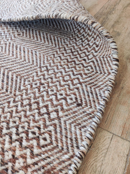Premium Tonal Mauve Diamond Patterned Wool Flatweave Rug