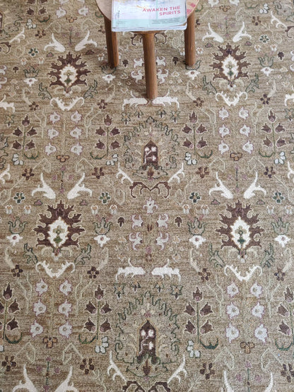 Mughal Garden Moss Olive Green Soumak Rug