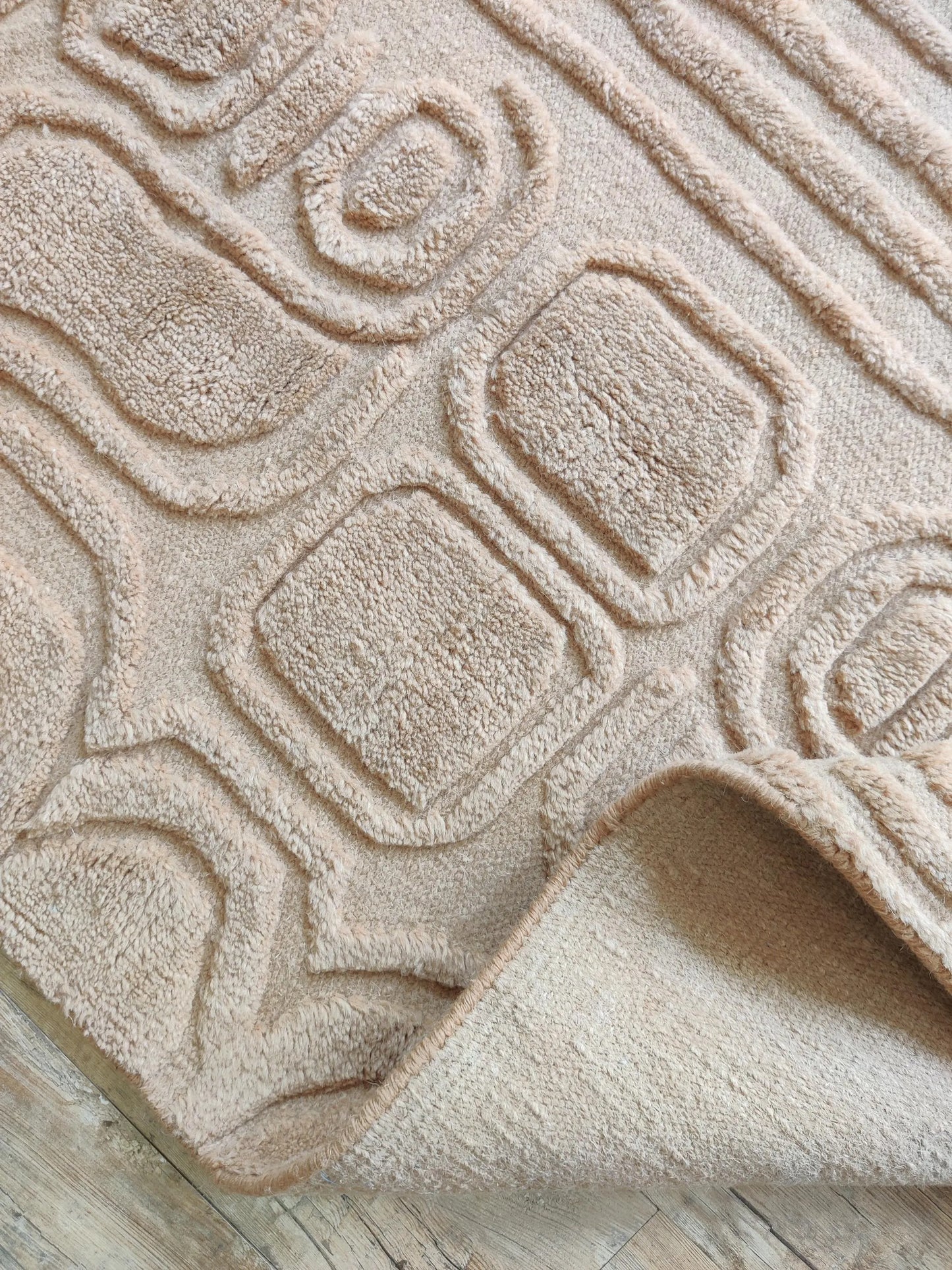 Mauve Organic Topography Hand-Woven Decorative Textured Rug