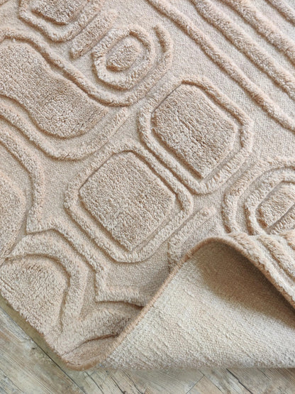 Mauve Organic Topography Hand-Woven Decorative Textured Rug