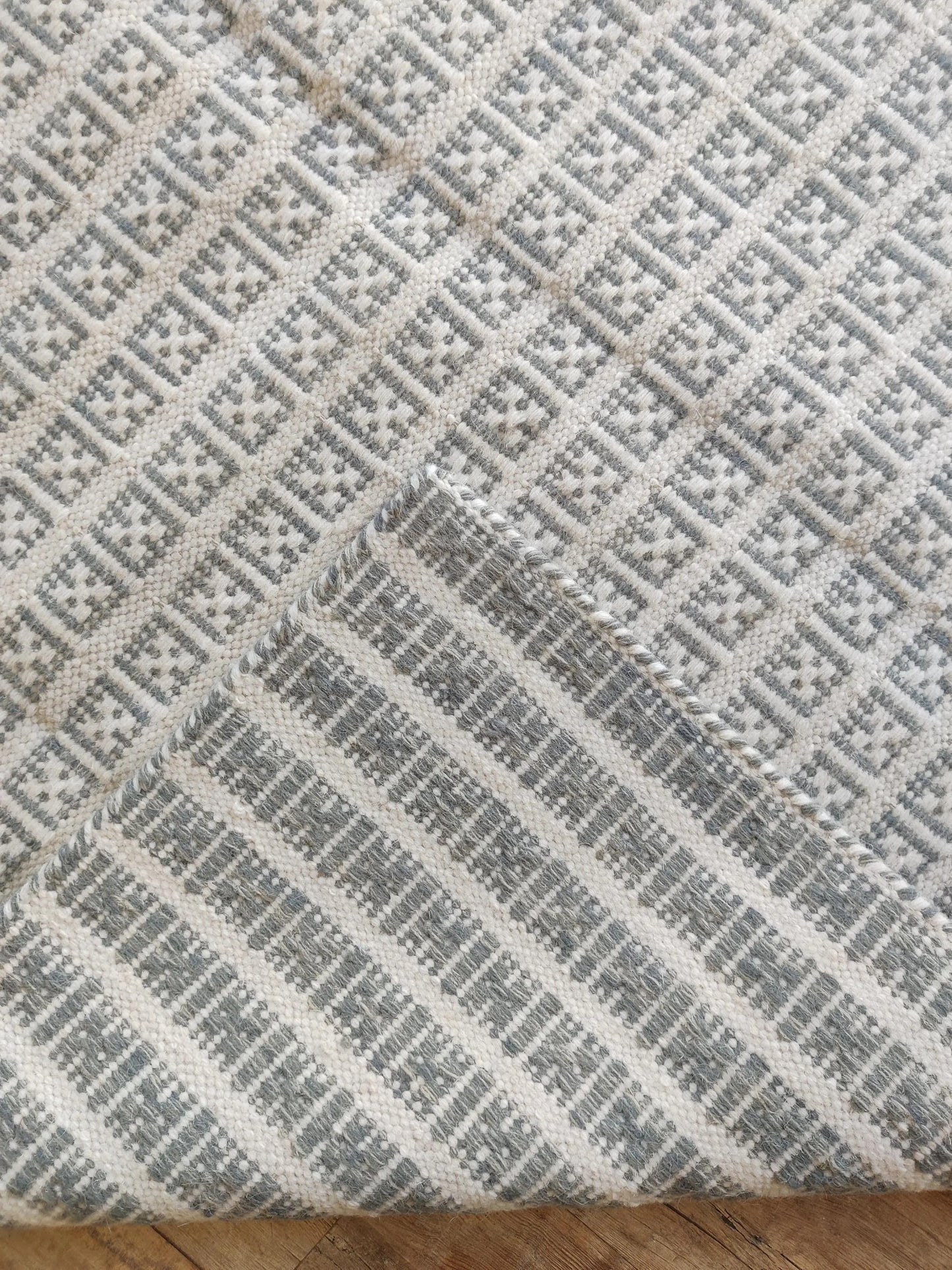 Beige Gray Modern Wool Carpet Scandinavian Handmade Floor Rug