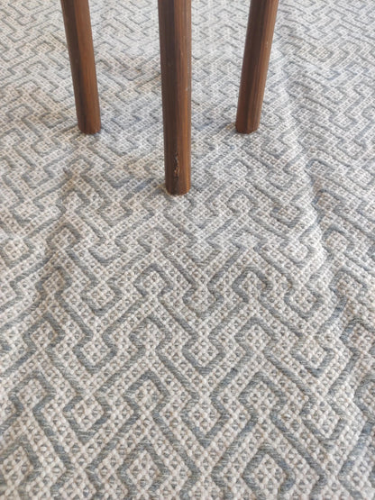 Modern Minimalist Maze Design Handwoven Wool Area Rug
