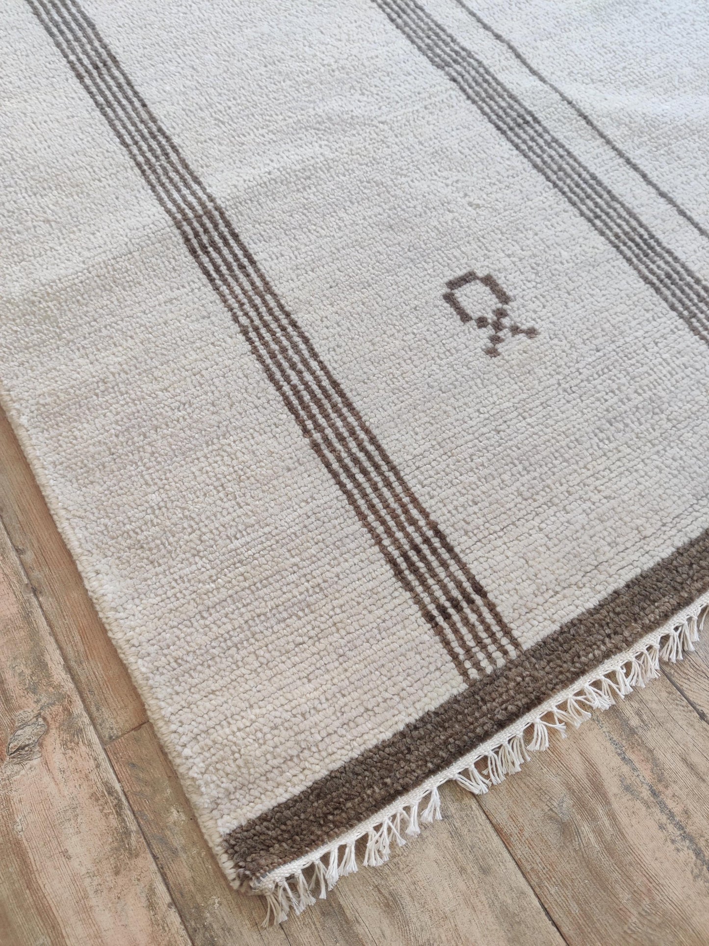 Nordic Path Vertical Striped Hand-Knotted Wool Rug