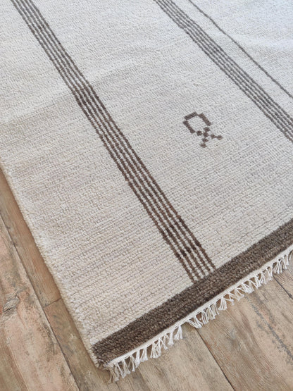 Nordic Path Vertical Striped Hand-Knotted Wool Rug