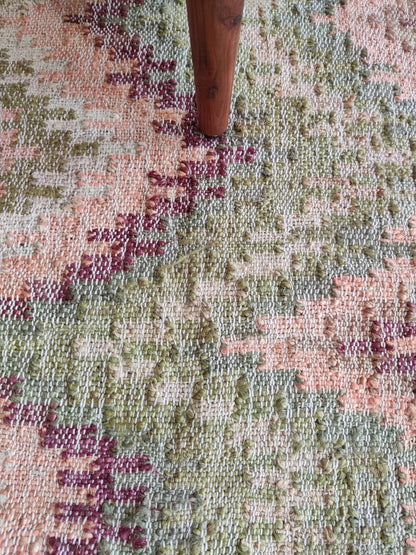 Handwoven Cotton Jute Rug, Zigzag Flatweave Carpet,