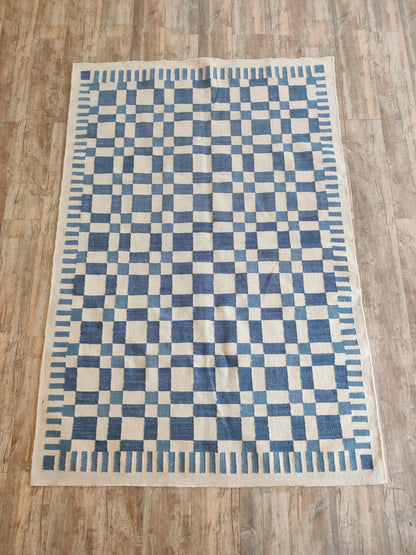 Modern Bohemian Flatweave Rug, Geometric Wool Area Rug