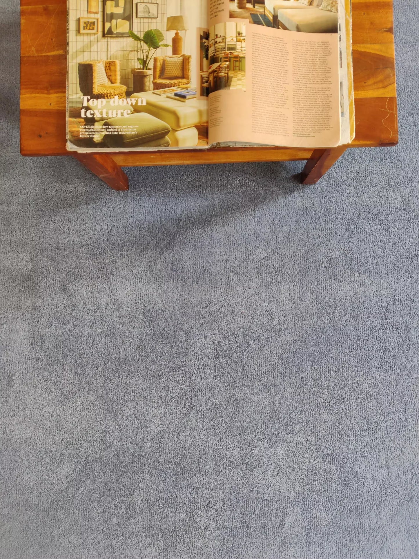 Blue Scalloped Modern Hand Tufted Wool Area Rug for Bedroom and Living Room