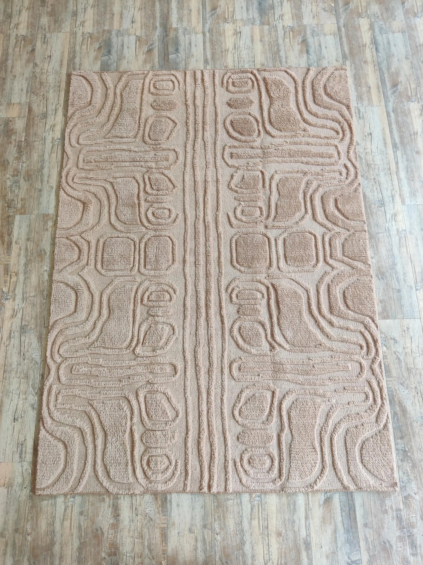 Mauve Organic Topography Hand-Woven Decorative Textured Rug