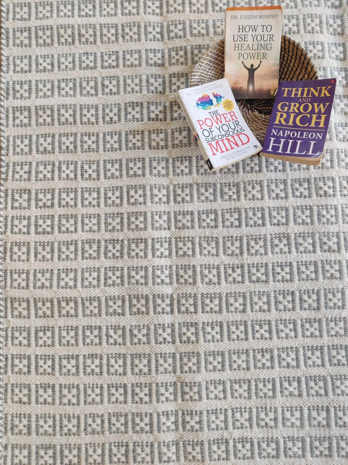 Beige Gray Modern Wool Carpet Scandinavian Handmade Floor Rug
