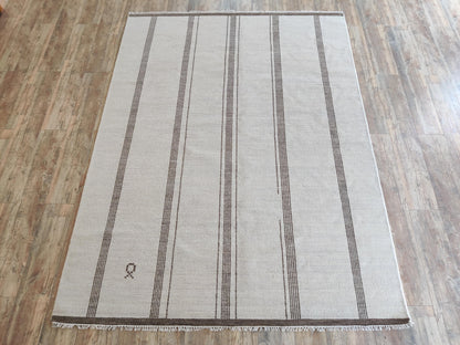 Nordic Path Vertical Striped Hand-Knotted Wool Rug