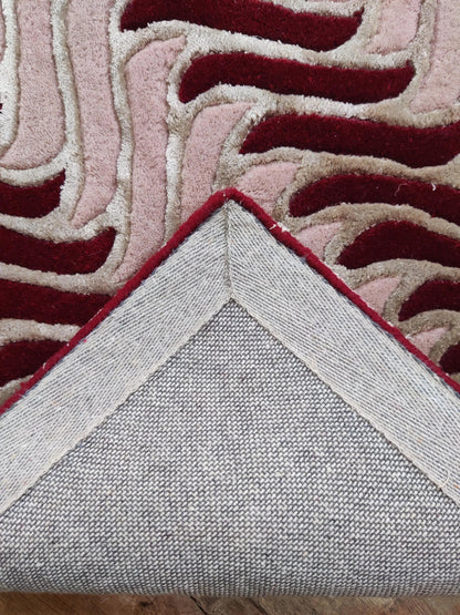 Dynamic Geometric Wool Rug Undulating Chevron Pattern