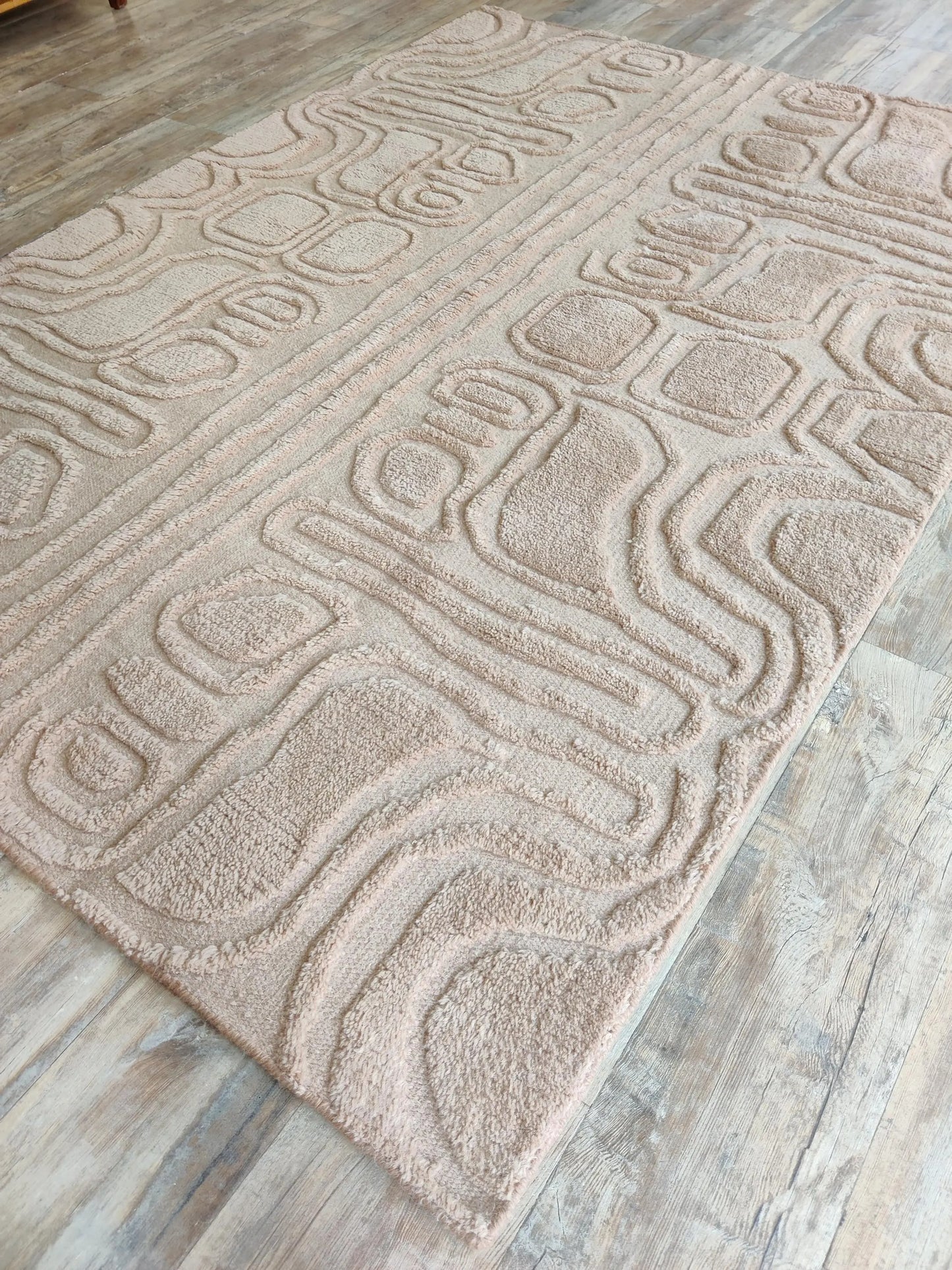 Mauve Organic Topography Hand-Woven Decorative Textured Rug