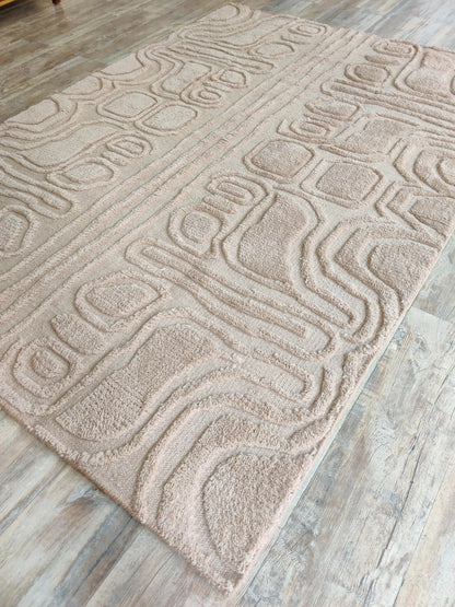 Mauve Organic Topography Hand-Woven Decorative Textured Rug