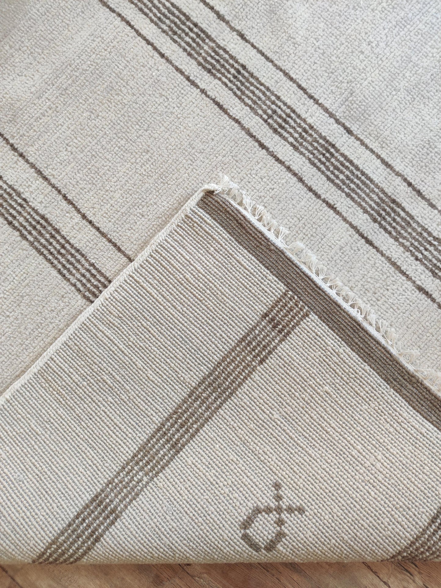 Nordic Path Vertical Striped Hand-Knotted Wool Rug