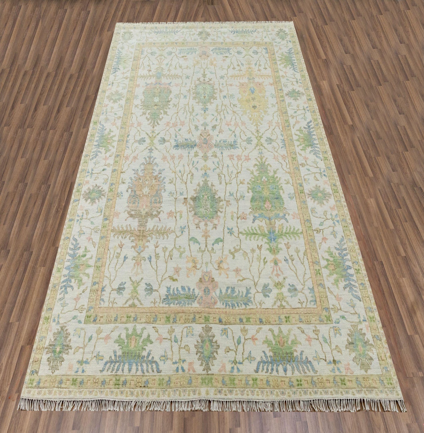 Alabaster Meadow Vintage-Inspired Airy Floral Hand-Knotted Rug