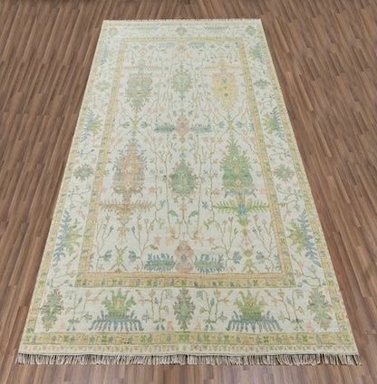 Alabaster Meadow Vintage-Inspired Airy Floral Hand-Knotted Rug