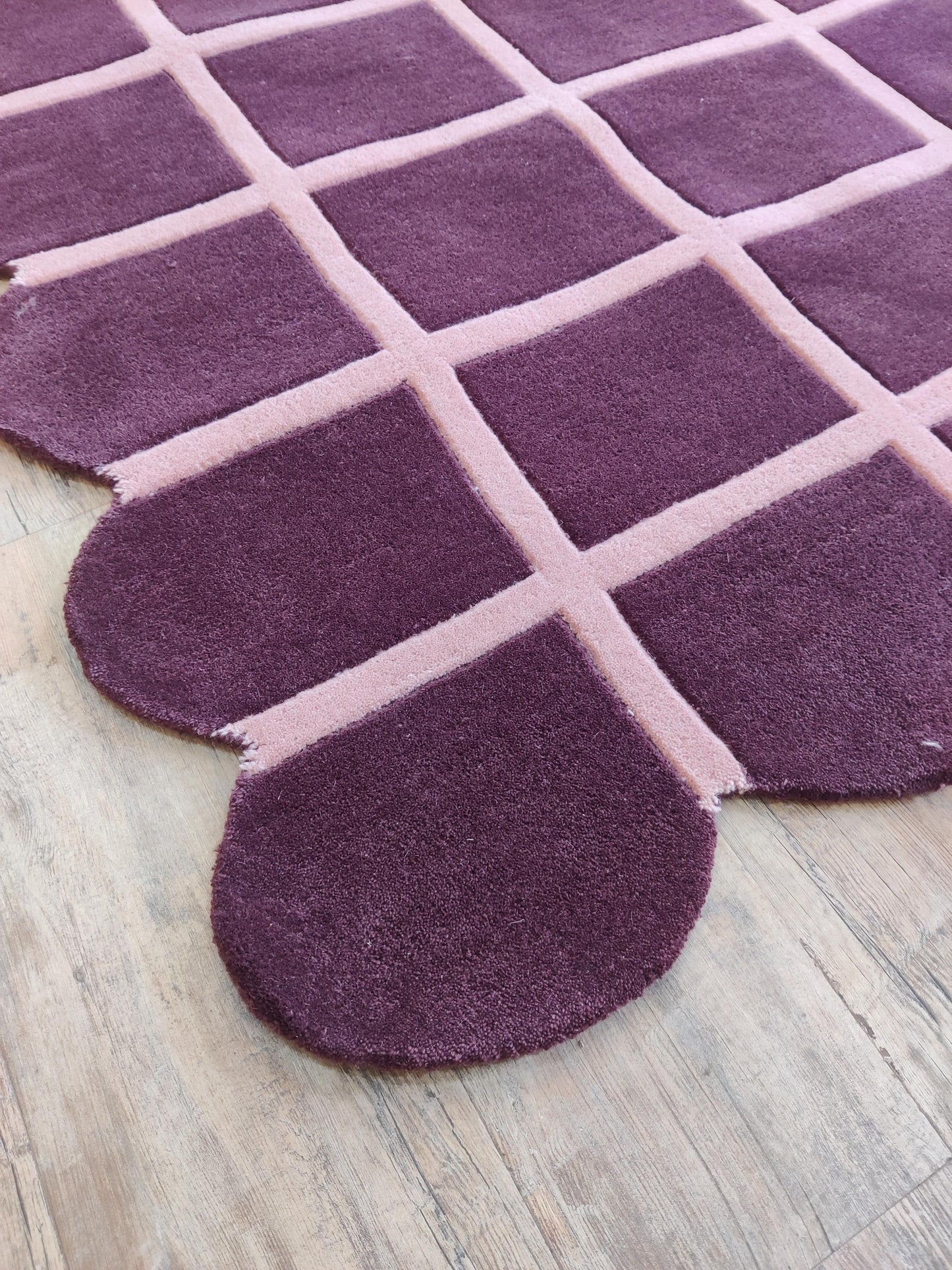 Velvet Berry Windowpane High-Quality Handcrafted Sculptural Floor Decor