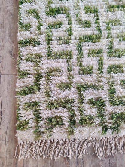 Art Deco Moss Geometric High-Pile Handcrafted Bohemian Floor Decor