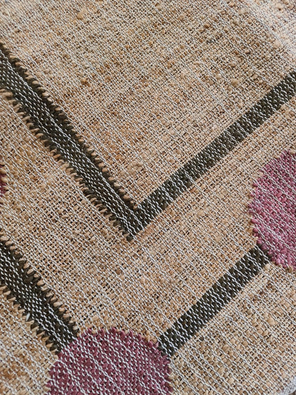 Plum Orb Border Artisan Crafted Reversible Natural Fiber Kilim rug