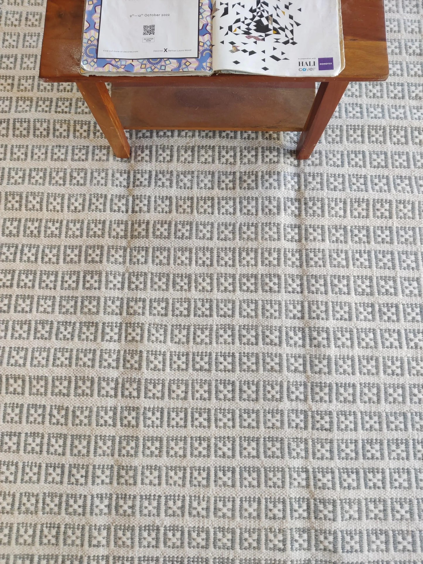 Beige Gray Modern Wool Carpet Scandinavian Handmade Floor Rug
