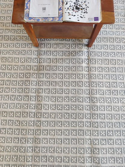 Beige Gray Modern Wool Carpet Scandinavian Handmade Floor Rug
