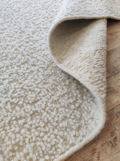 Scandinavian Style Minimalist Off-White Wool handloom Carpet