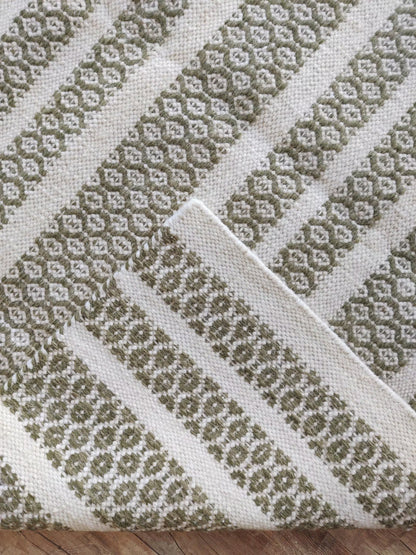Craftsmanship-Focused Striped Wool Handloom Rug for Modern Decor