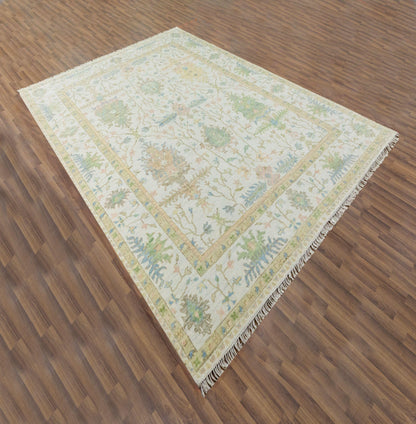 Alabaster Meadow Vintage-Inspired Airy Floral Hand-Knotted Rug