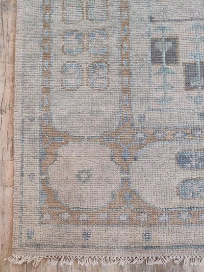 Hand-Knotted Muted Mamluk Octagonal Wool Carpet Rug