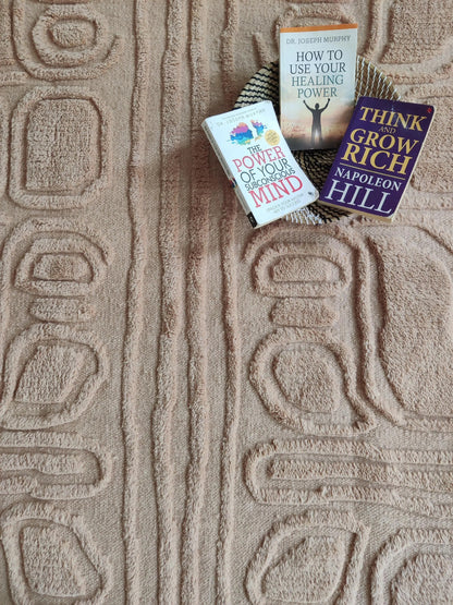 Mauve Organic Topography Hand-Woven Decorative Textured Rug