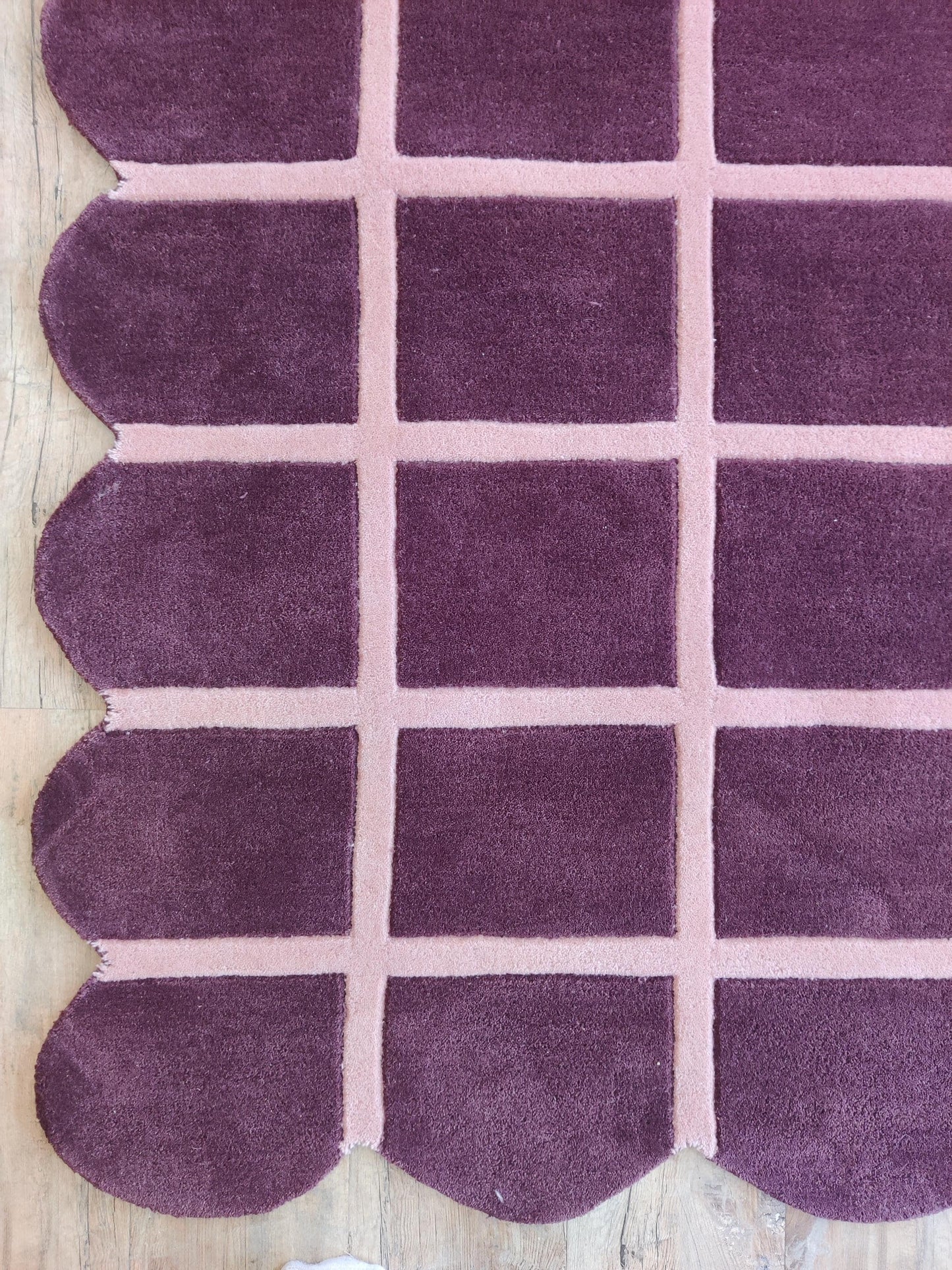 Velvet Berry Windowpane High-Quality Handcrafted Sculptural Floor Decor