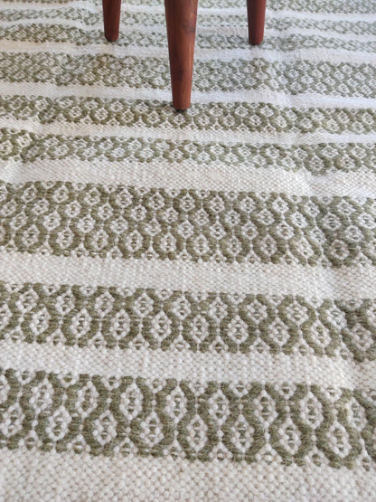 Craftsmanship-Focused Striped Wool Handloom Rug for Modern Decor