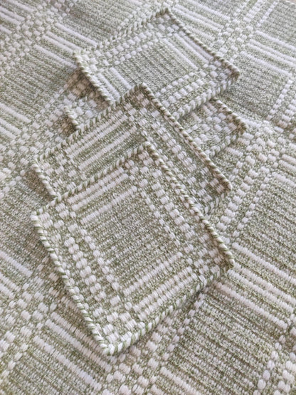 Premium Flatweave Wool Carpet with Raised Geometric Grid