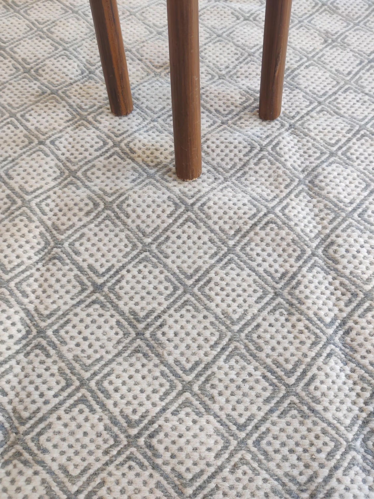Traditional Diamond Lattice Design, Textured Check Wool Carpet