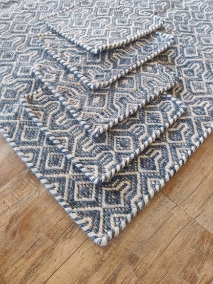 Premium Wool Handloom Carpet with Interlocking Geometric Weave Rug