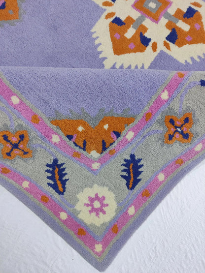 Lavender & Marigold Geometric Design Premium Hand-Tufted Wool Rug